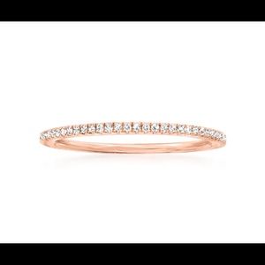 14k Solid Rose Gold Pave Diamond Half Eternity Band